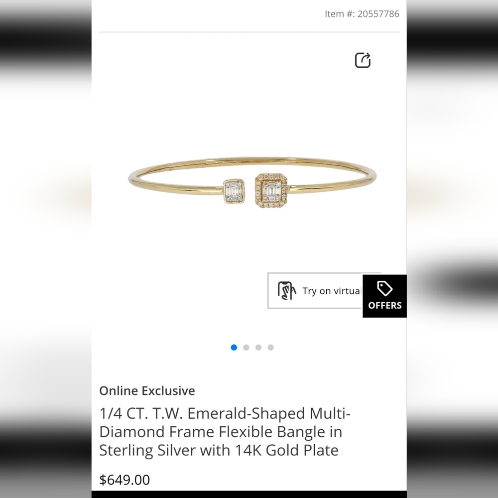 Zales Gold Plated Diamond Bangle Bracelet